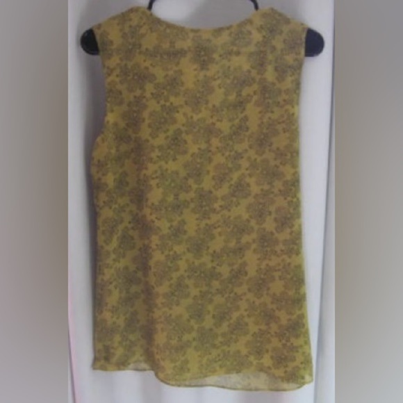 Cabi Women's Yellow Paisley Print Tunic Shell Shirt, Lined, Sleeveless; Size S - Picture 2 of 11